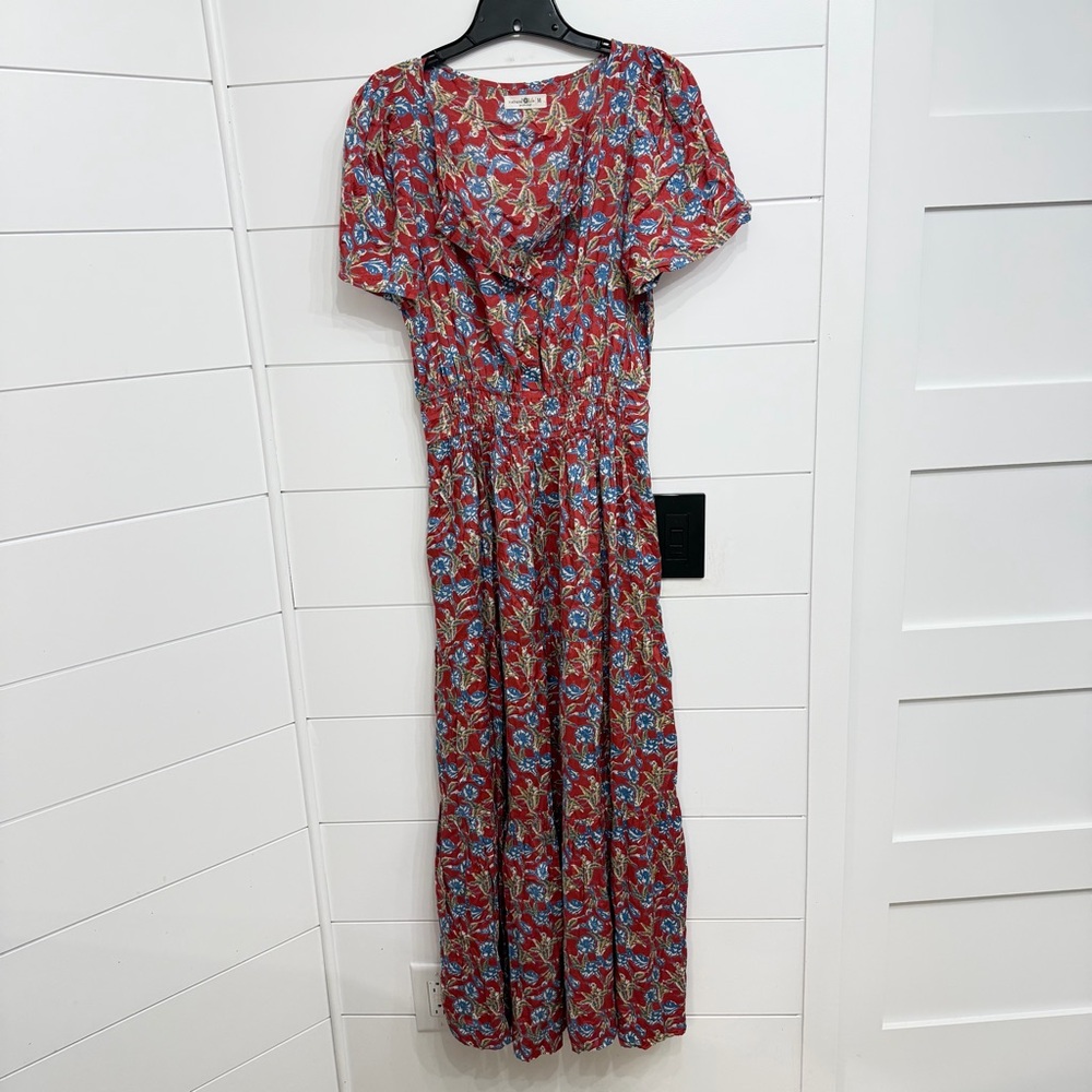 Natural Life Red Olive Leaf Bella Maxi Dress Size Medium 23183 - Picture 5 of 11